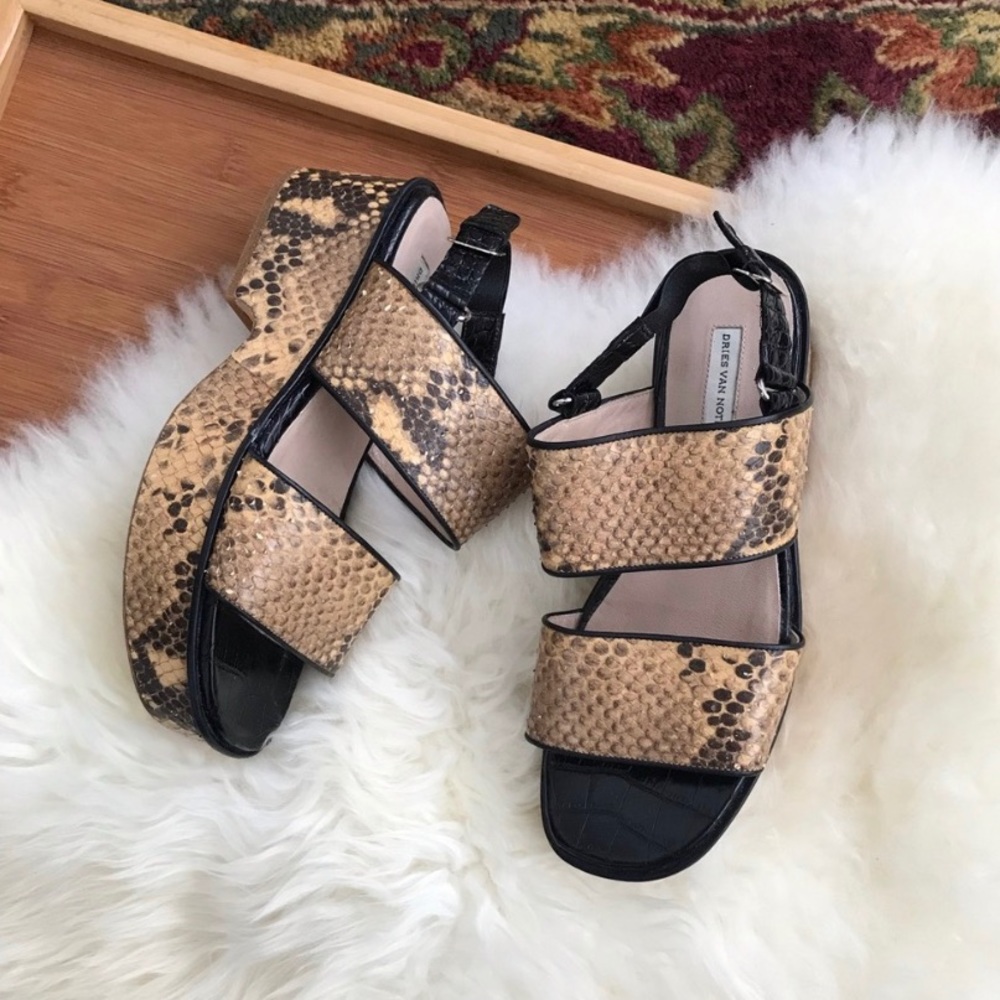 Dries Van Noten Snakeskin Wedge Sandals 36.5 Italy